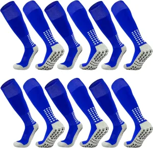 Vegove Men's Cushioned Soccer Sock with Grip Non Slip Sports Socks Knee High Compression Base Football Basketball Socks