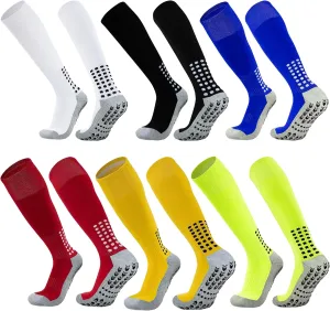 Vegove Men's Cushioned Soccer Sock with Grip Non Slip Sports Socks Knee High Compression Base Football Basketball Socks