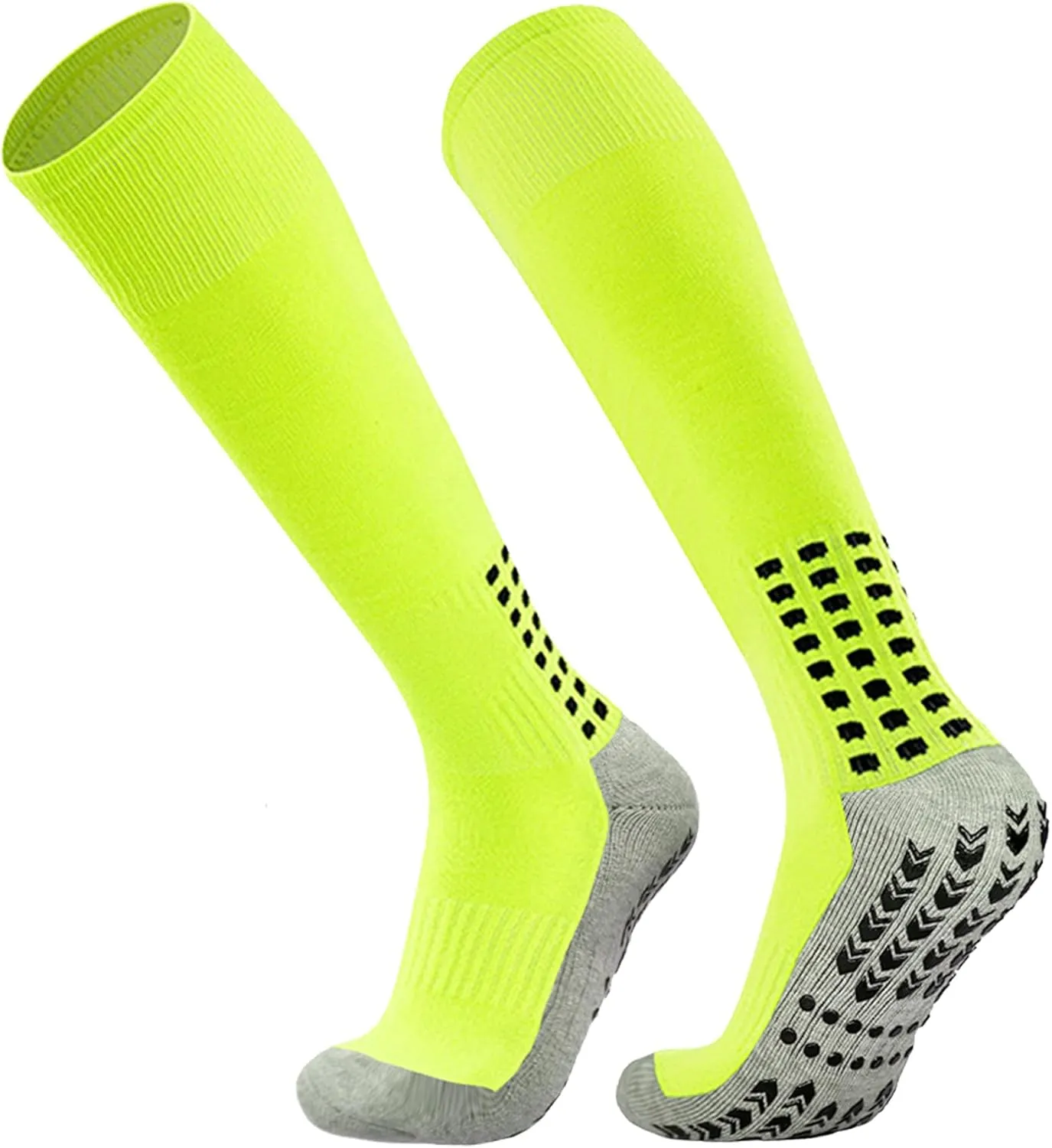 Vegove Men's Cushioned Soccer Sock with Grip Non Slip Sports Socks Knee High Compression Base Football Basketball Socks