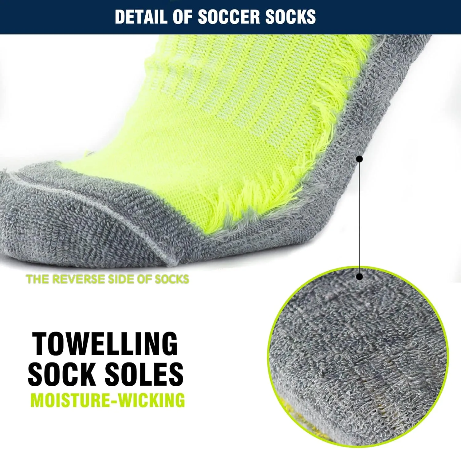 Vegove Men's Cushioned Soccer Sock with Grip Non Slip Sports Socks Knee High Compression Base Football Basketball Socks