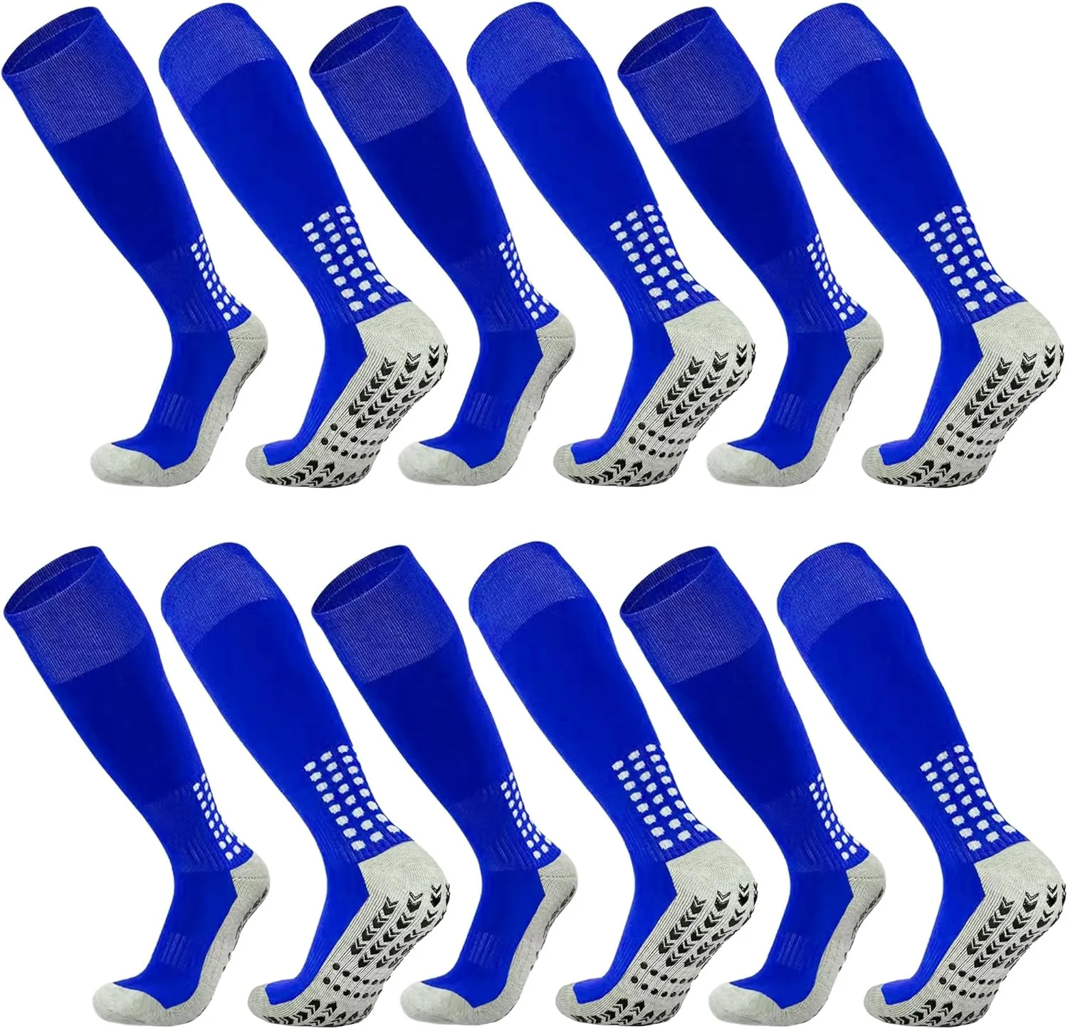 Vegove Men's Cushioned Soccer Sock with Grip Non Slip Sports Socks Knee High Compression Base Football Basketball Socks