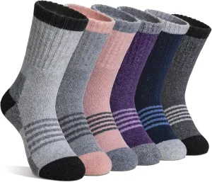 Velice Kids Merino Wool Hiking Socks Toddler Boys Girls Winter Warm Thermal Thick Cushion Crew Boot Socks 6 Pairs