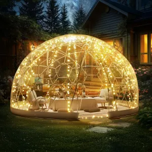 VEVOR Garden Dome Igloo Tent, Upgraded PVC Transparent Cover & Window, Waterproof Outdoor Geodesic Dome Camping Shelter for Patio, Dining, Backyard, Party