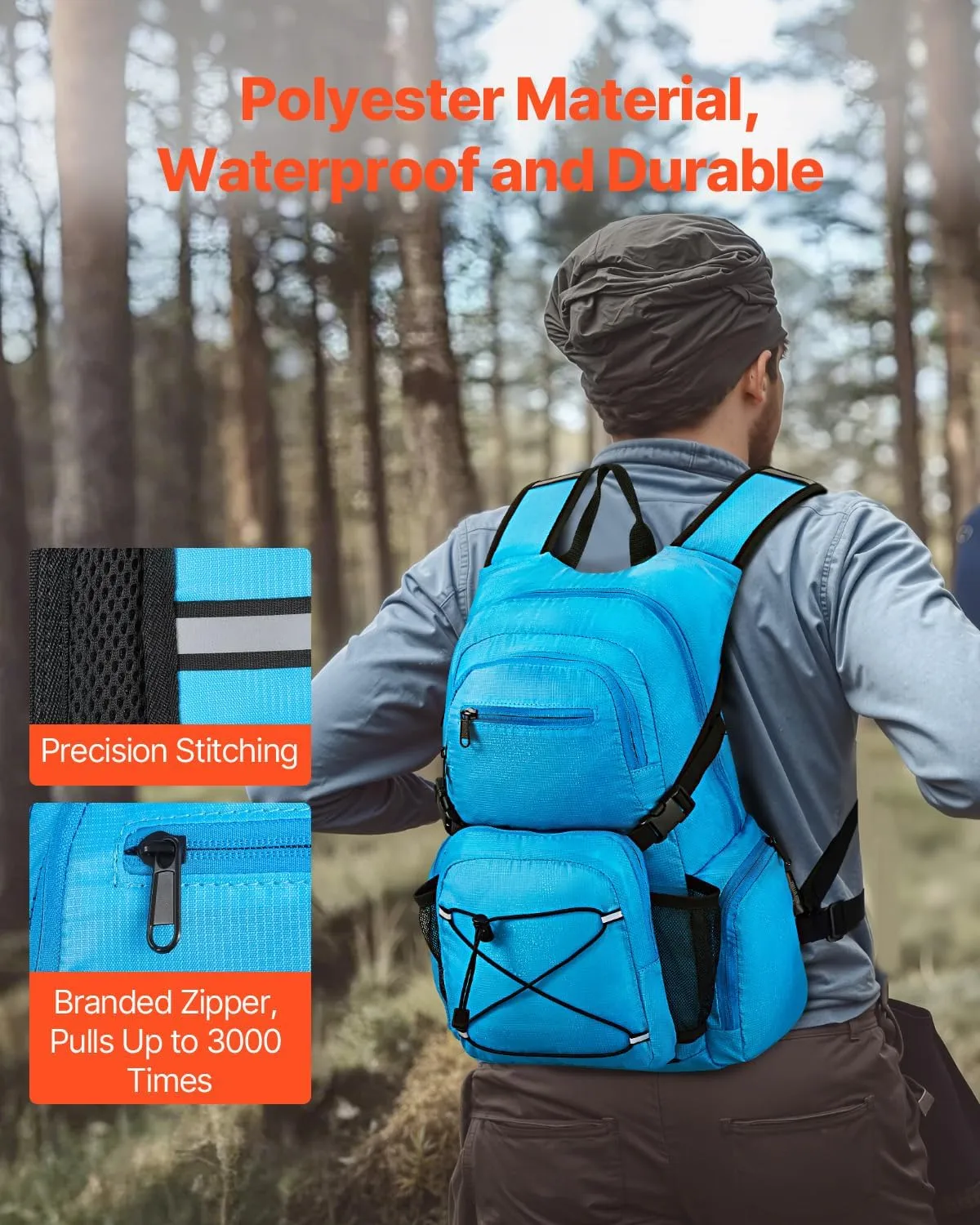VEVOR Hydration Backpack, Water Backpack with TPU Water Bladder, Tactical Molle Hiking Hydration Pack with Storage for Men Women, Hydro Water Daypack for Hiking Running Cycling Camping