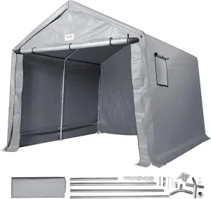 VEVOR Portable Shed Outdoor Storage Shelter, 8x14 ft Waterproof Heavy Duty Instant Storage Tent Tarp Sheds with Roll-up Zipper Door and Ventilated Windows for Motorcycle, Bike, Garden Tools