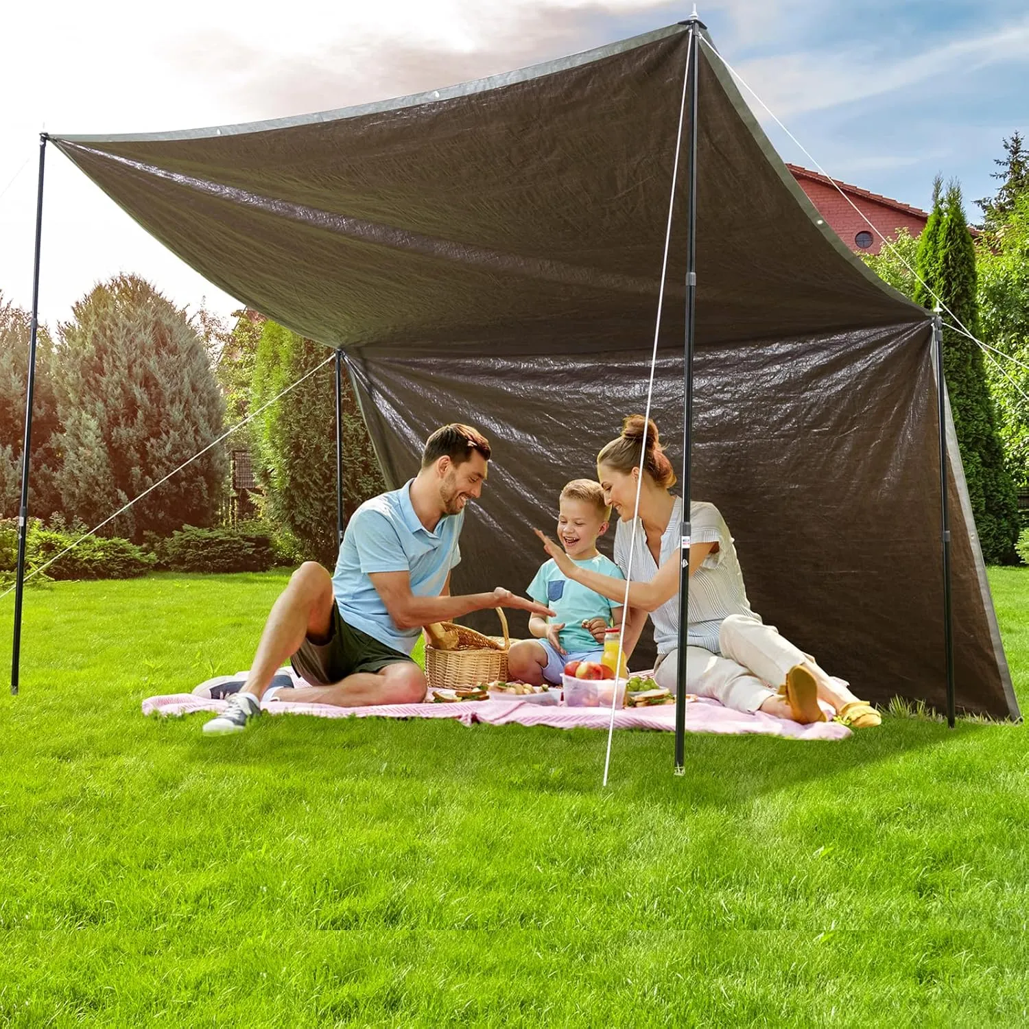 VEVOR Tarp Waterproof 20x30 ft, Plastic Poly Tarp Cover 10 Mil, Multi Purpose Tear UV and Temperature Resistant Outdoor Tarpaulin with High Durability Reinforced Grommets (Silver/Brown)