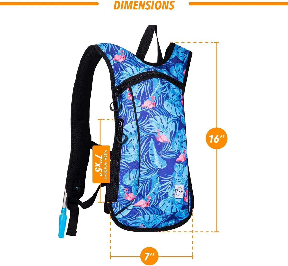 Vibe Festival Gear Hydration Pack Backpack with 2L Water Bladder for Women, Men, Teens, Kids - Hydropack Hydro Sports, Outdoor, Running, Camping, Hiking, Festivals, Raves