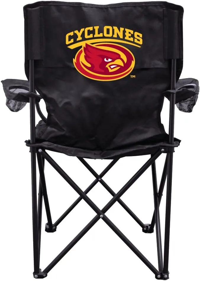 VictoryStore Outdoor Camping Chair - Iowa State University Cyclones Black Folding Camping Chair with Carry B