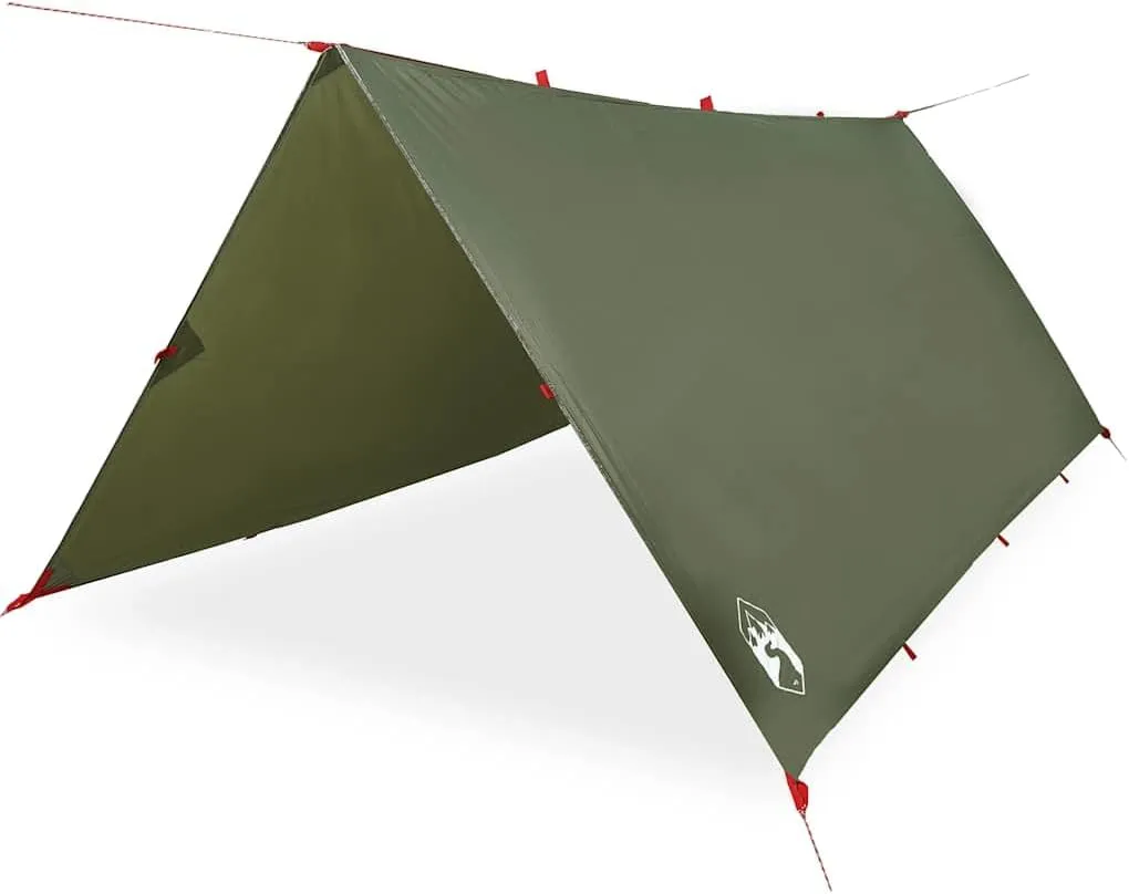 vidaXL Camping Tarp Olive Green 144.1x120.5 Waterproof