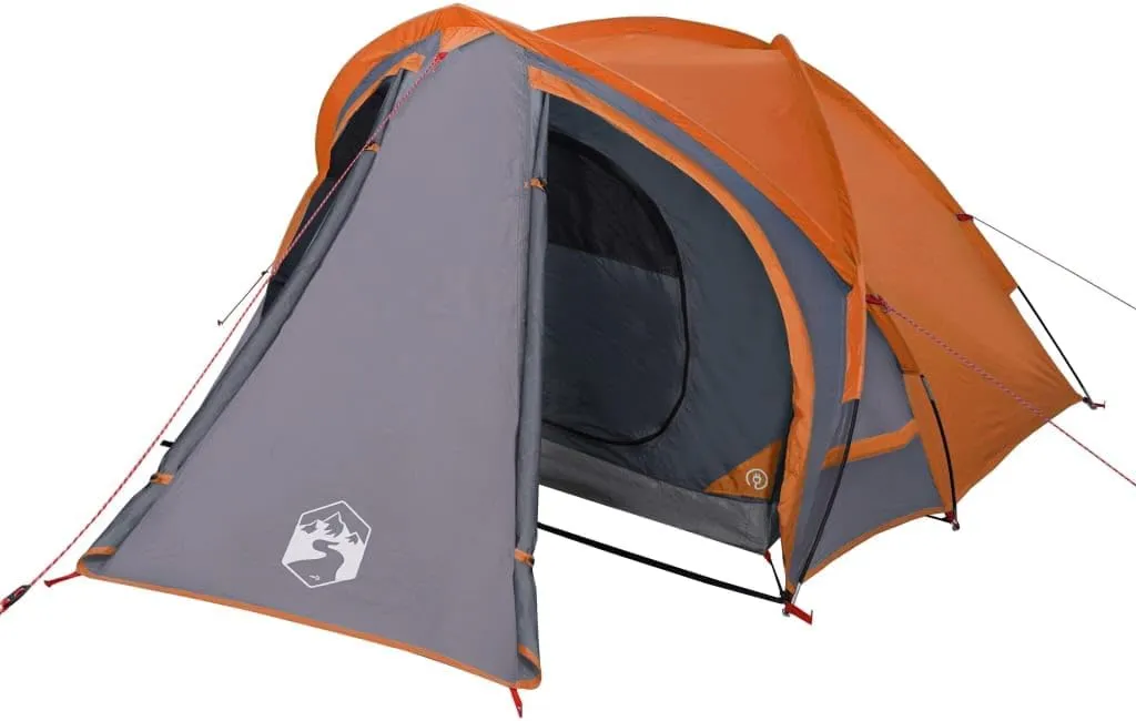 vidaXL Camping Tent Dome 2-Person Grey and Orange Waterproof