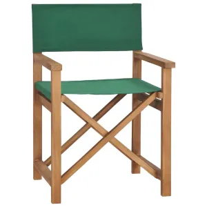 vidaXL Director's Chair Green, Teak Teak wood, Fabric Medium Foldable