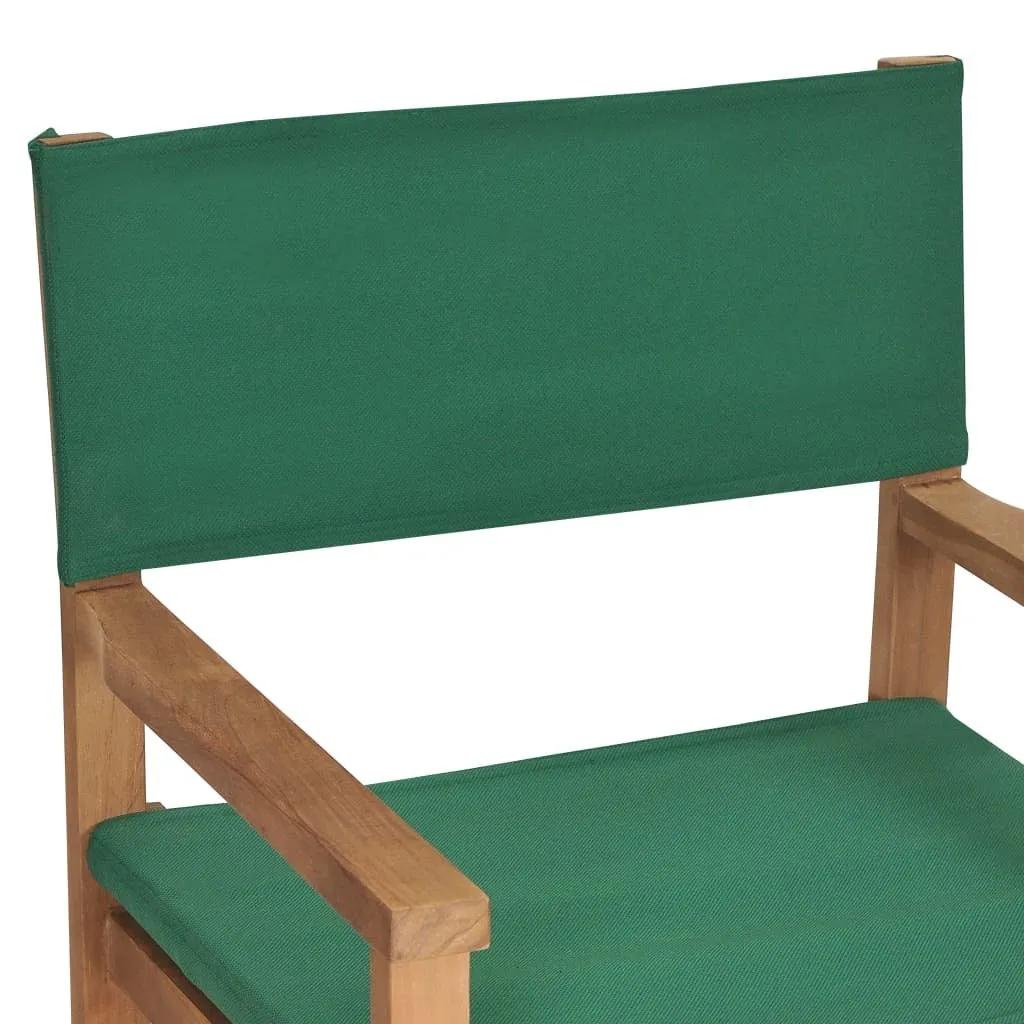 vidaXL Director's Chair Green, Teak Teak wood, Fabric Medium Foldable