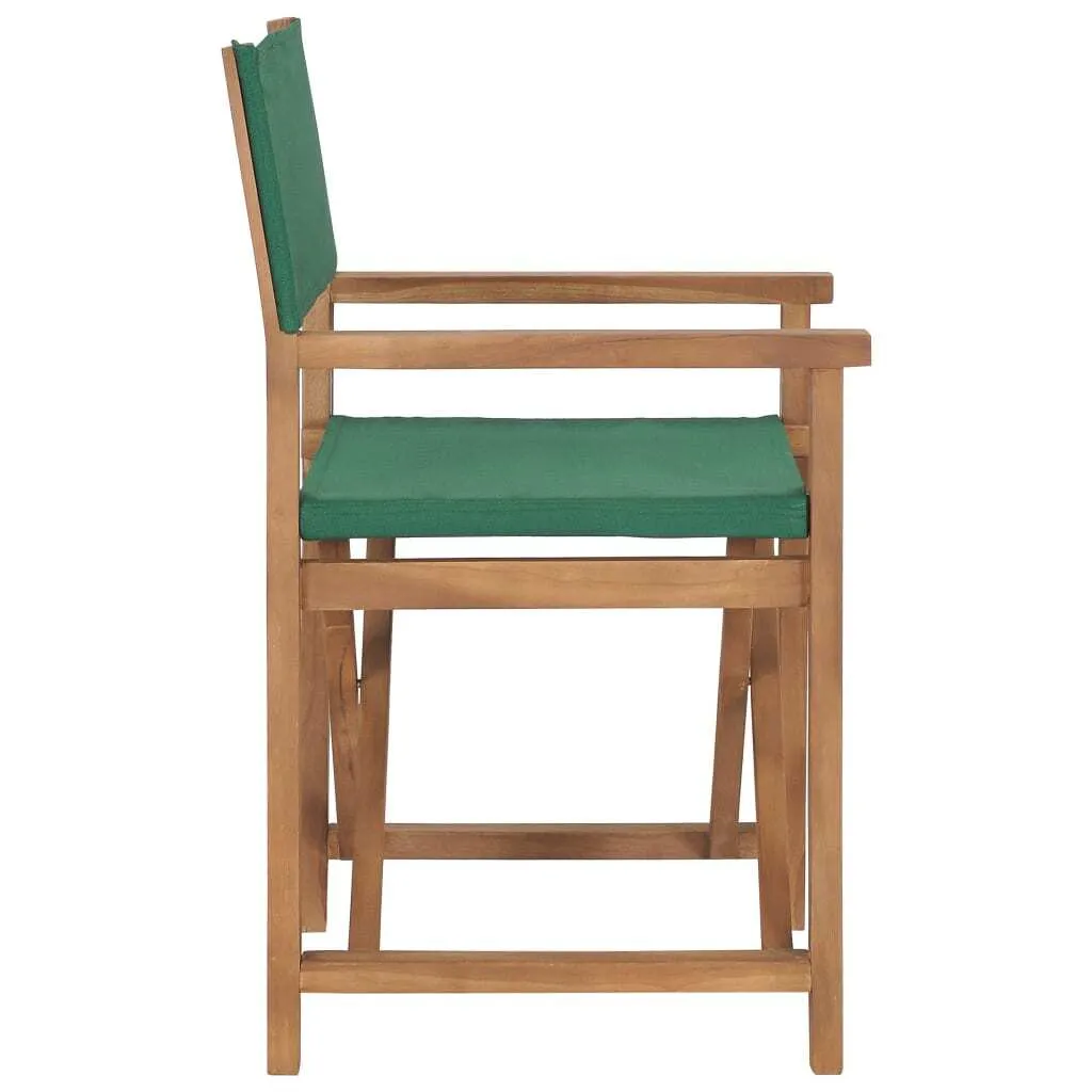 vidaXL Director's Chair Green, Teak Teak wood, Fabric Medium Foldable