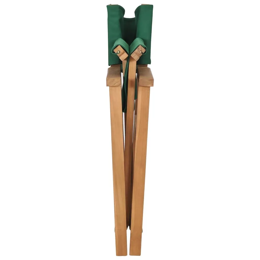 vidaXL Director's Chair Green, Teak Teak wood, Fabric Medium Foldable