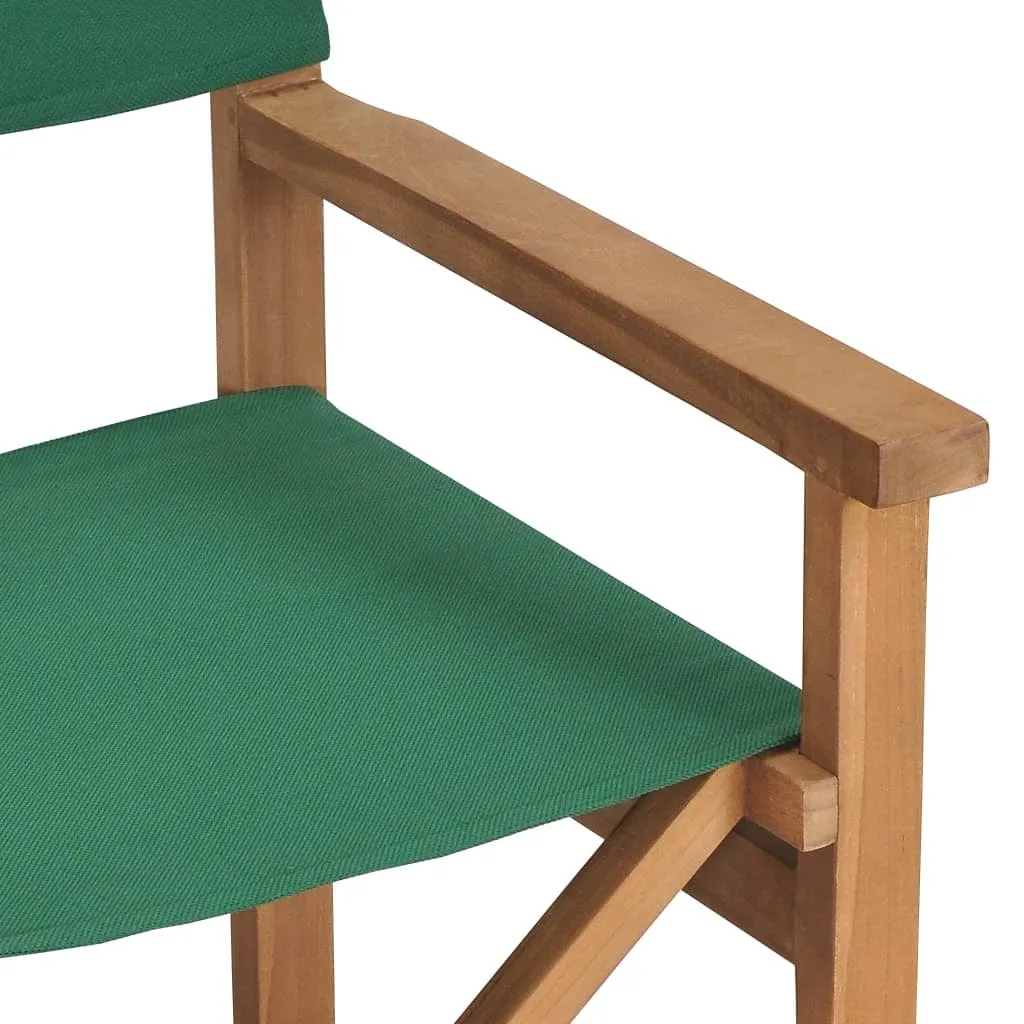 vidaXL Director's Chair Green, Teak Teak wood, Fabric Medium Foldable
