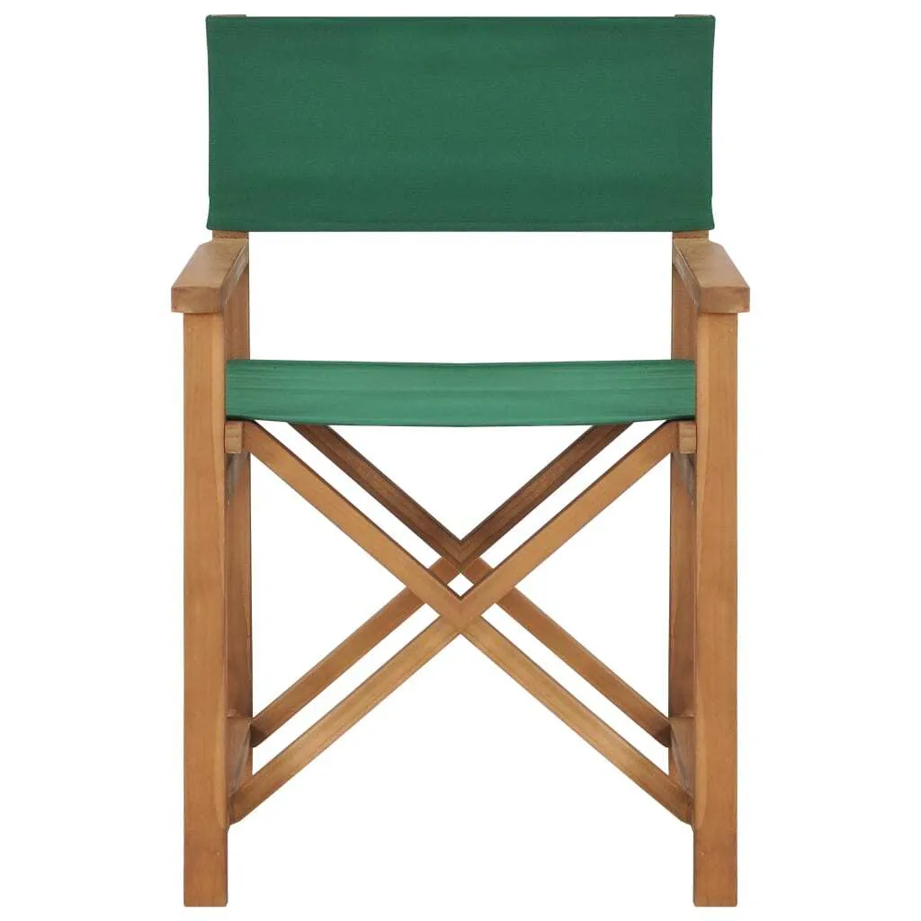 vidaXL Director's Chair Green, Teak Teak wood, Fabric Medium Foldable