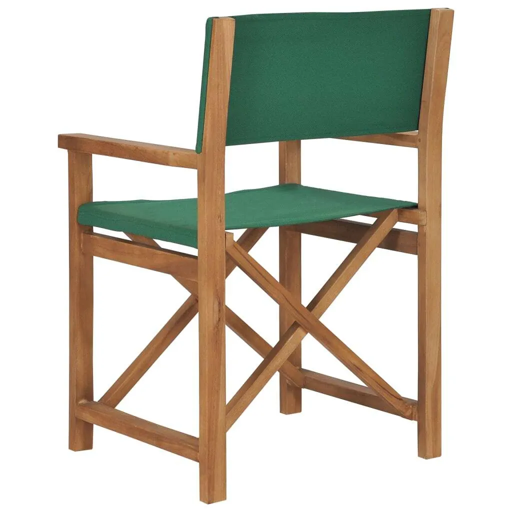 vidaXL Director's Chair Green, Teak Teak wood, Fabric Medium Foldable