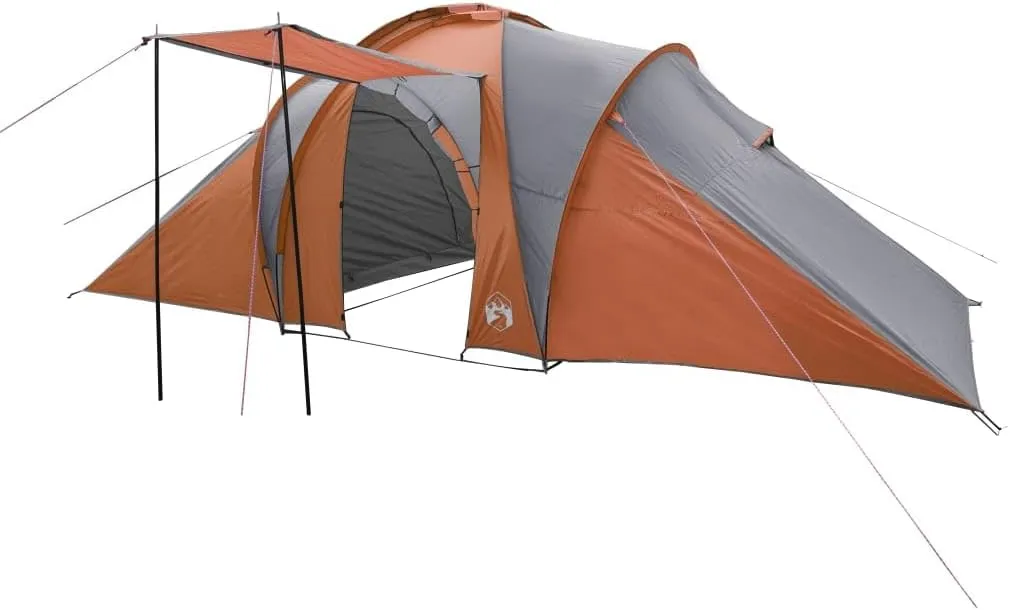 vidaXL Family Tent Dome 6-Person Grey and Orange Waterproof