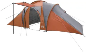 vidaXL Family Tent Dome 6-Person Grey and Orange Waterproof