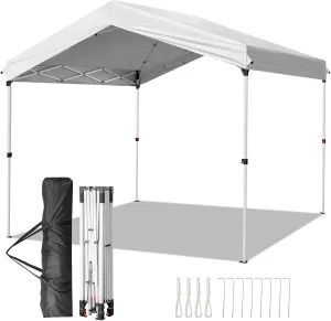 VINGLI 10x10 Pop Up Canopy Tent Portable Outdoor Gazebo with Wheeled Bag, Easy Up Canopy Sun Shelter for Parties, Beach, Outdoor