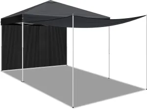 VINGLI 10x10 Pop Up Canopy Tent with 2 Sidewalls,Portable Outdoor Canopy with Carry Bag,Easy Up Instant Shelter Waterproof Frame,Patio Gazebo Canopy Tent for Beach Commercial Events Party (Grey)