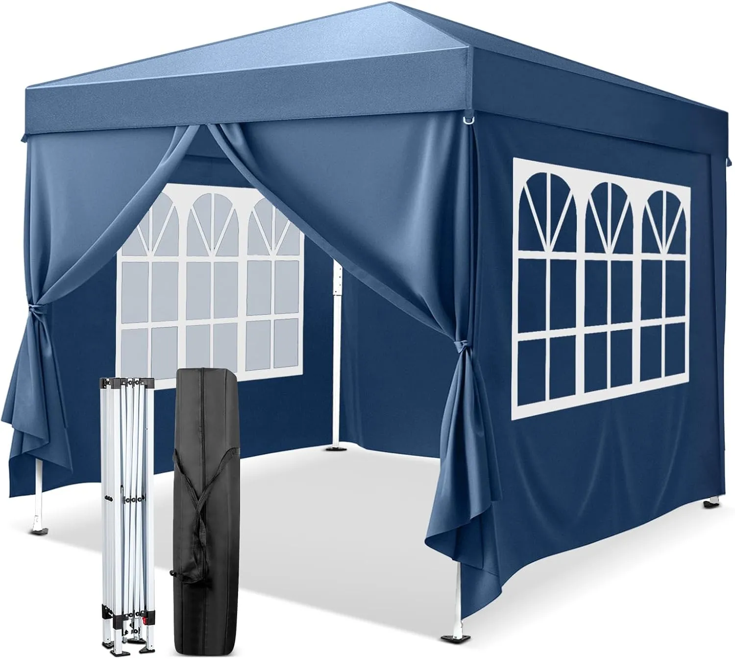 VINGLI 10x10 Pop Up Canopy Tent with Sidewalls, Outdoor Gazebo Canopy Tent, Patio Event Tents Outdoor Commercial Canopy for Parties (Blue)