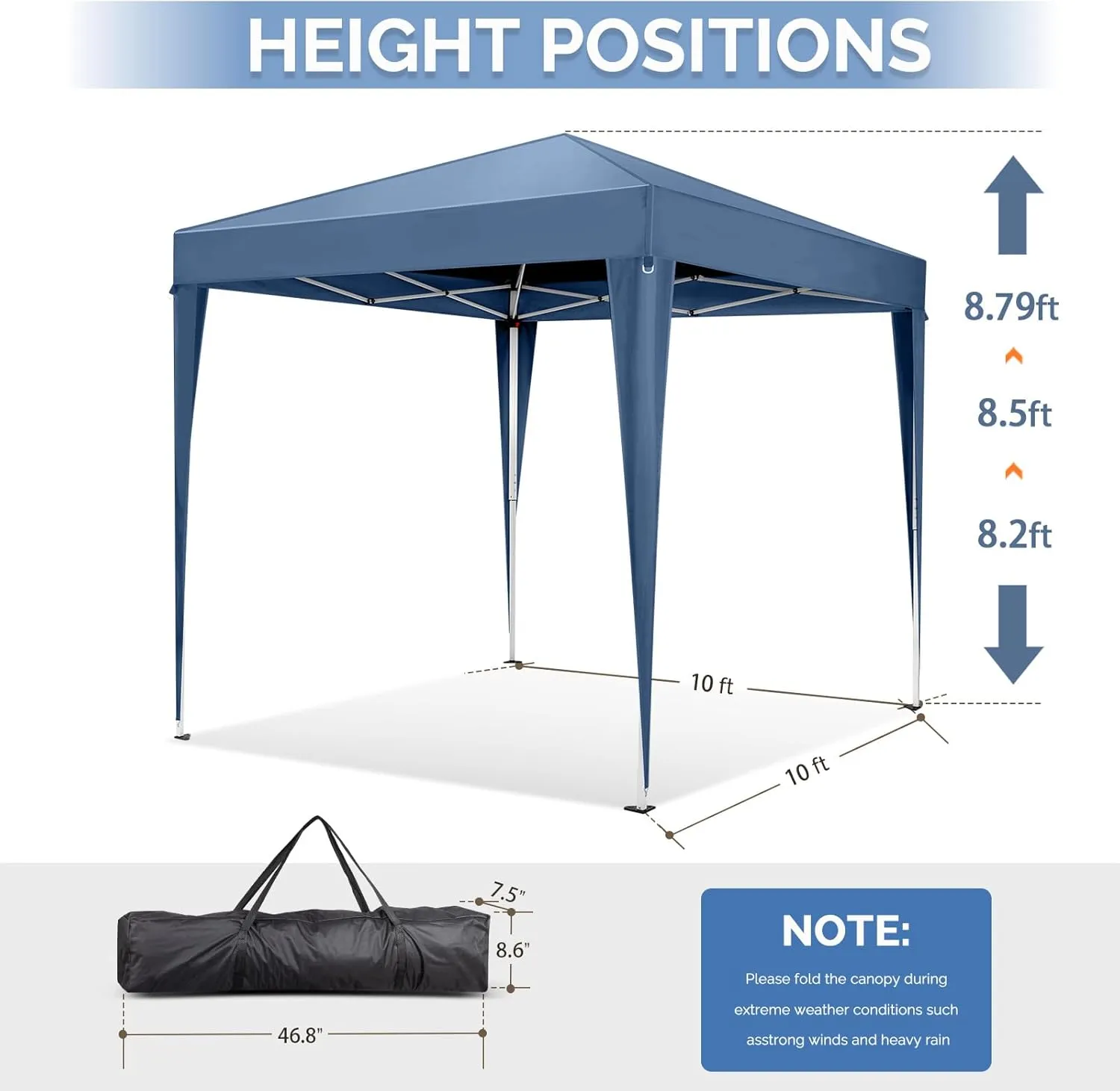 VINGLI 10x10 Pop Up Canopy Tent with Sidewalls, Outdoor Gazebo Canopy Tent, Patio Event Tents Outdoor Commercial Canopy for Parties (Blue)