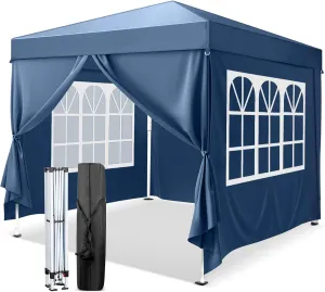 VINGLI 10x10 Pop Up Canopy Tent with Sidewalls, Outdoor Gazebo Canopy Tent, Patio Event Tents Outdoor Commercial Canopy for Parties (Blue)