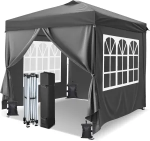 VINGLI 10x10ft Pop Up Canopy Tent with Sidewalls & Sandbags, Outdoor Pop Up Gazebo, Tents for Parties Easy up Canopy for Events, Parties, Camping