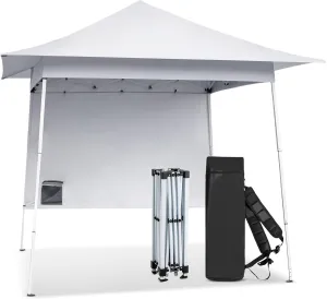 VINGLI 8x8 ft Pop Up Canopy Tent with Sidewall, Outdoor Canopy with Backpack, Tent for Parties Pop Up Gazebo Portable Easy Up