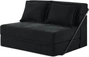VINGLI Futon Sofa Bed, 5-in-1 Convertible Sleeper Sofa Chair RV Furniture Pull Out Floor Bed Couch for Small Spaces, Living Room, Bedroom with 2 Throw Pillows, Carry Bag