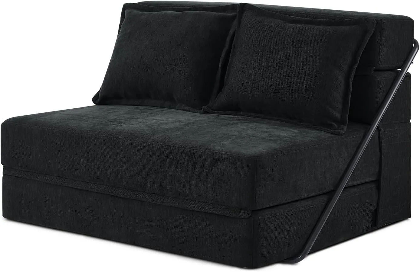 VINGLI Futon Sofa Bed, 5-in-1 Convertible Sleeper Sofa Chair RV Furniture Pull Out Floor Bed Couch for Small Spaces, Living Room, Bedroom with 2 Throw Pillows, Carry Bag