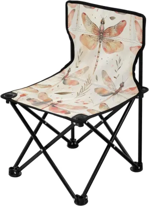 Vintage Beautiful Dragonfly Portable Outdoor Folding Chair Anti-Slip Padded Oxford Cloth Stool Camping Chair Small for Beach Hiking Fishing Gardening Quad Camp Chair