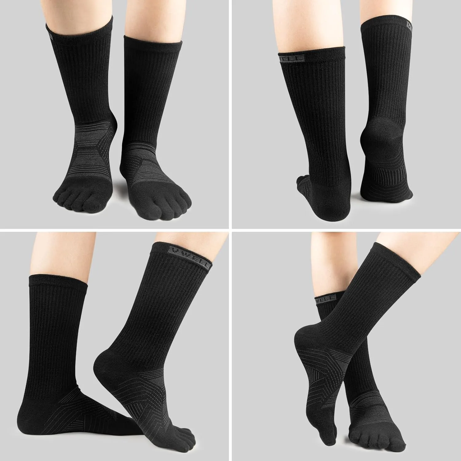 VWELL Toe Socks for Men Women Running COOLMAX Mid-Calf Finger Socks Athletic Breathable Five Toe Design Quick Dry, 3Pairs