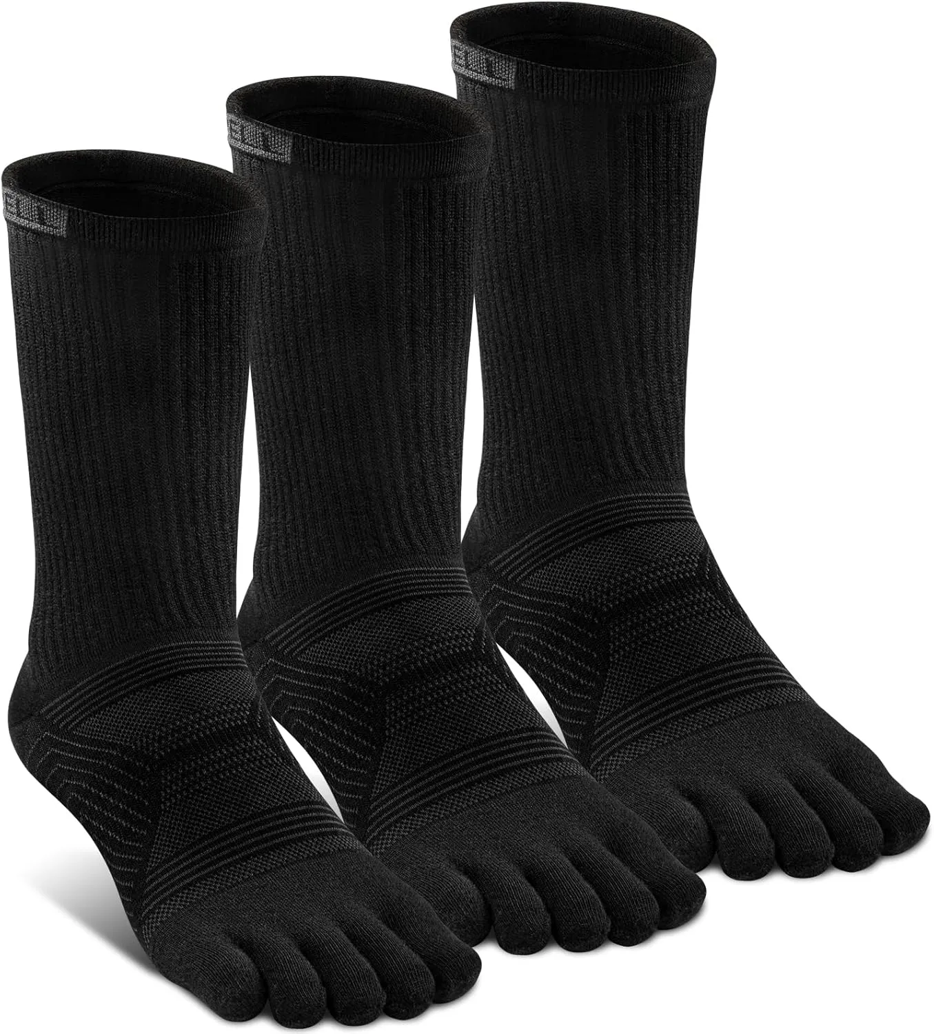 VWELL Toe Socks for Men Women Running COOLMAX Mid-Calf Finger Socks Athletic Breathable Five Toe Design Quick Dry, 3Pairs