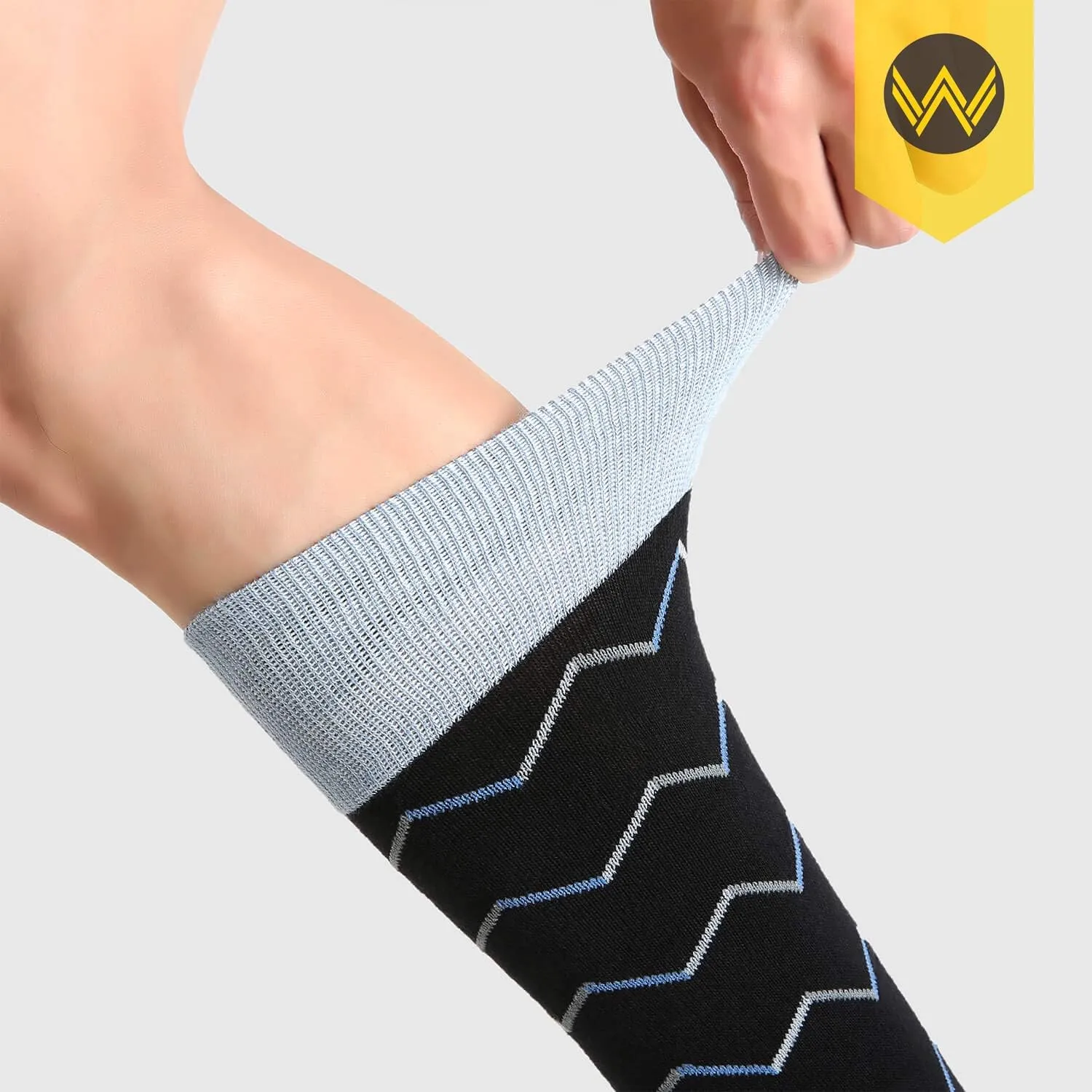 WANDER Men's Dress Socks Cotton Thin Classic Lightweight Socks 6/8 Pairs Solid & Patterned Soft Breathable Socks