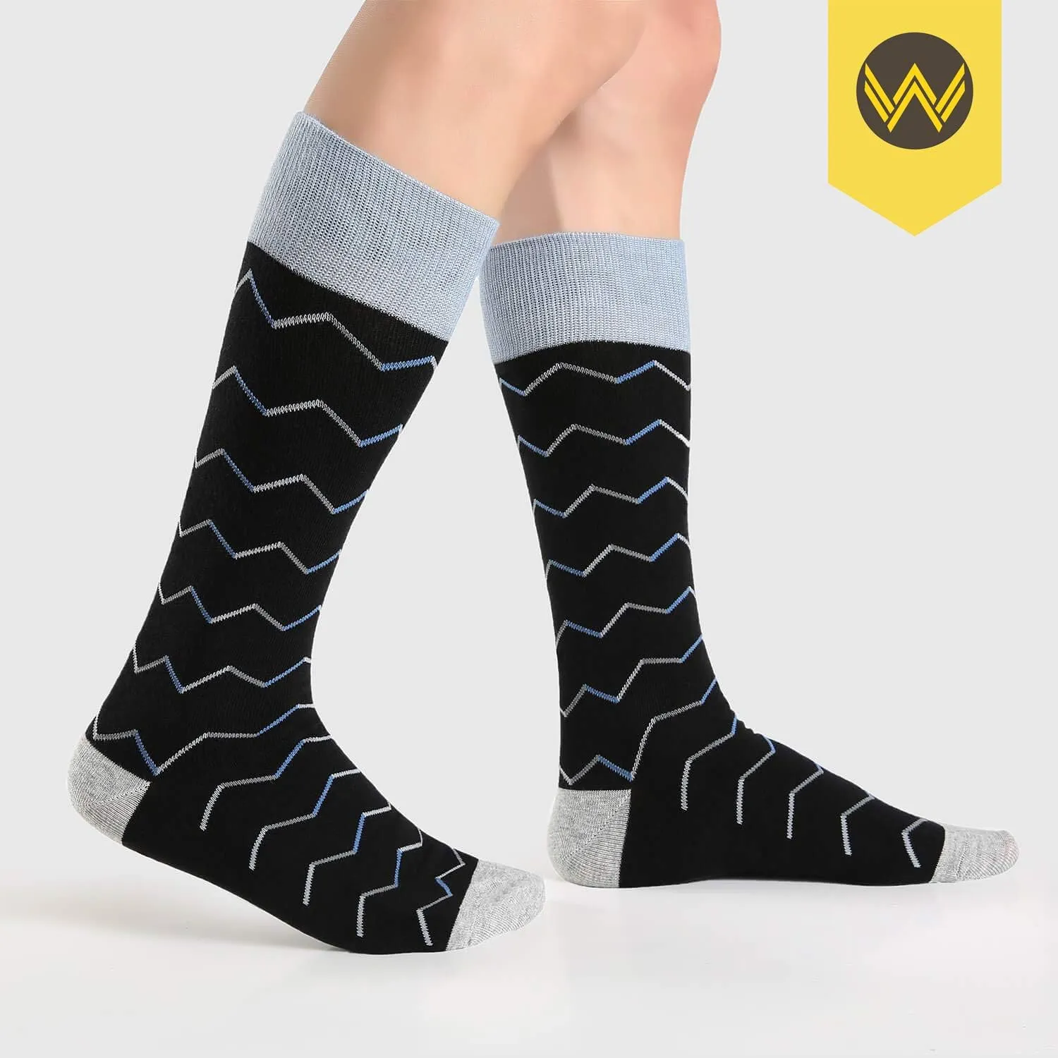 WANDER Men's Dress Socks Cotton Thin Classic Lightweight Socks 6/8 Pairs Solid & Patterned Soft Breathable Socks