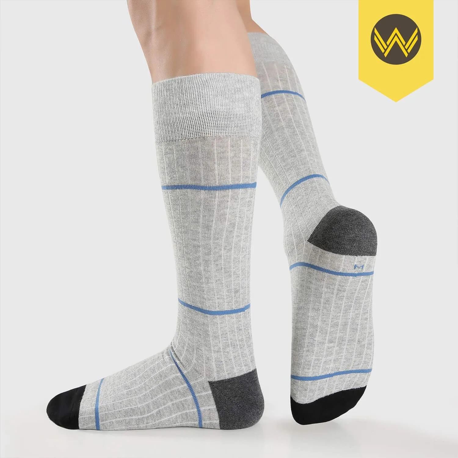 WANDER Men's Dress Socks Cotton Thin Classic Lightweight Socks 6/8 Pairs Solid & Patterned Soft Breathable Socks