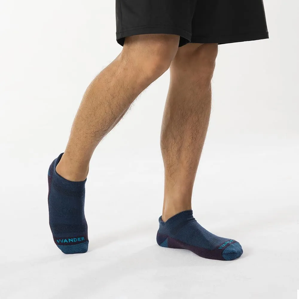 WANDER Merino Wool Ankle Running Hiking Socks 3 Pairs Lightweight Cushioned Sweat-Wicking No Show Athletic Socks Men Women