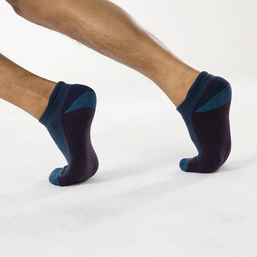 WANDER Merino Wool Ankle Running Hiking Socks 3 Pairs Lightweight Cushioned Sweat-Wicking No Show Athletic Socks Men Women