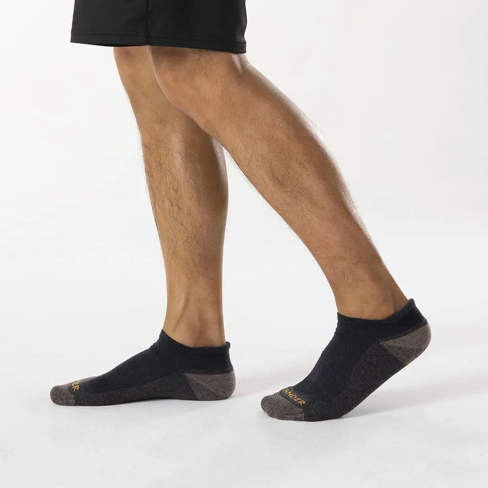 WANDER Merino Wool Ankle Running Hiking Socks 3 Pairs Lightweight Cushioned Sweat-Wicking No Show Athletic Socks Men Women