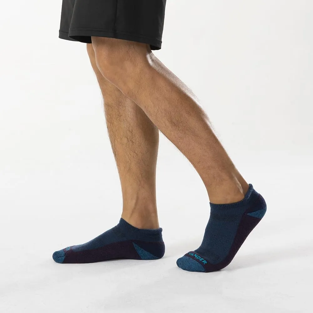 WANDER Merino Wool Ankle Running Hiking Socks 3 Pairs Lightweight Cushioned Sweat-Wicking No Show Athletic Socks Men Women