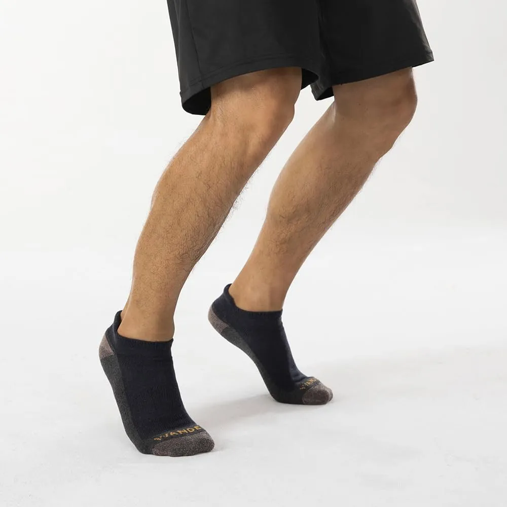 WANDER Merino Wool Ankle Running Hiking Socks 3 Pairs Lightweight Cushioned Sweat-Wicking No Show Athletic Socks Men Women