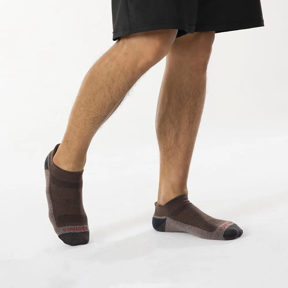 WANDER Merino Wool Ankle Running Hiking Socks 3 Pairs Lightweight Cushioned Sweat-Wicking No Show Athletic Socks Men Women