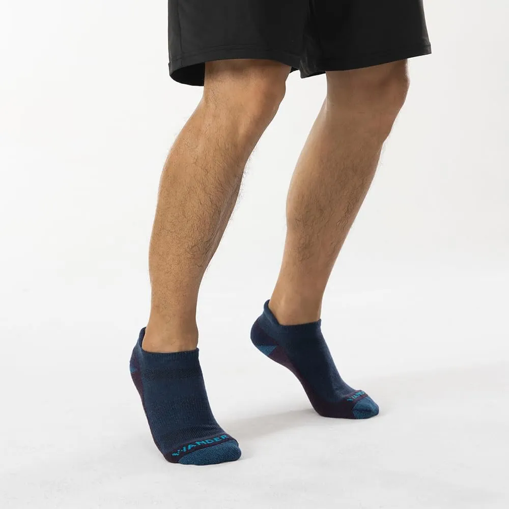 WANDER Merino Wool Ankle Running Hiking Socks 3 Pairs Lightweight Cushioned Sweat-Wicking No Show Athletic Socks Men Women