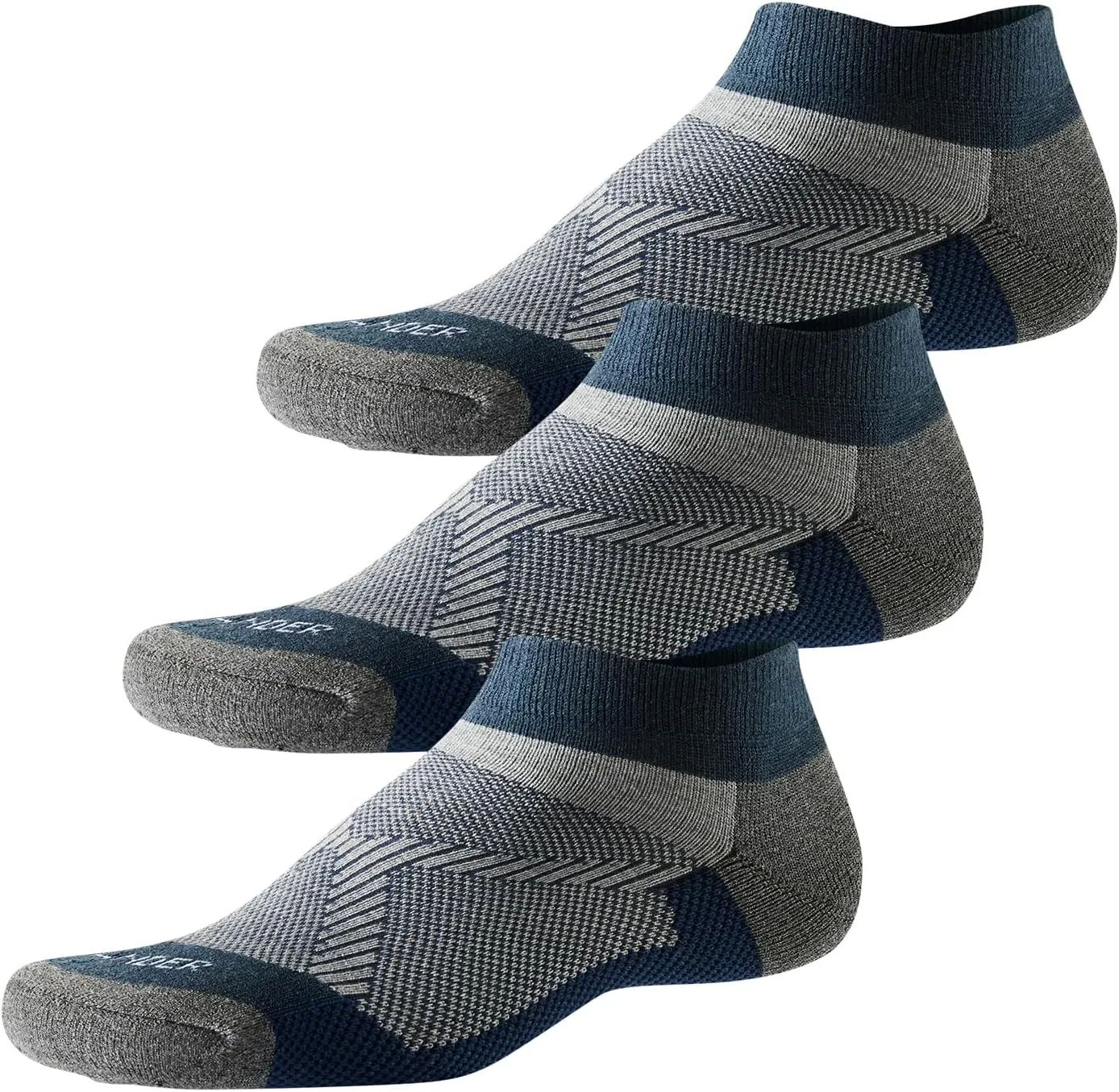 WANDER Merino Wool Breathable Running Socks 3 Pairs Athletic Ankle Sock Cushioned Support Thermal Low Cut Hiking Socks