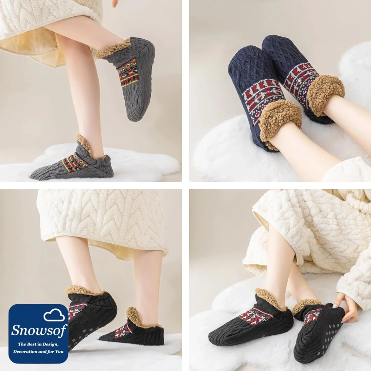 Warm Fuzzy Winter Socks for Women - Warm Thick Socks, Thermal Snow Socks for Cold Weather