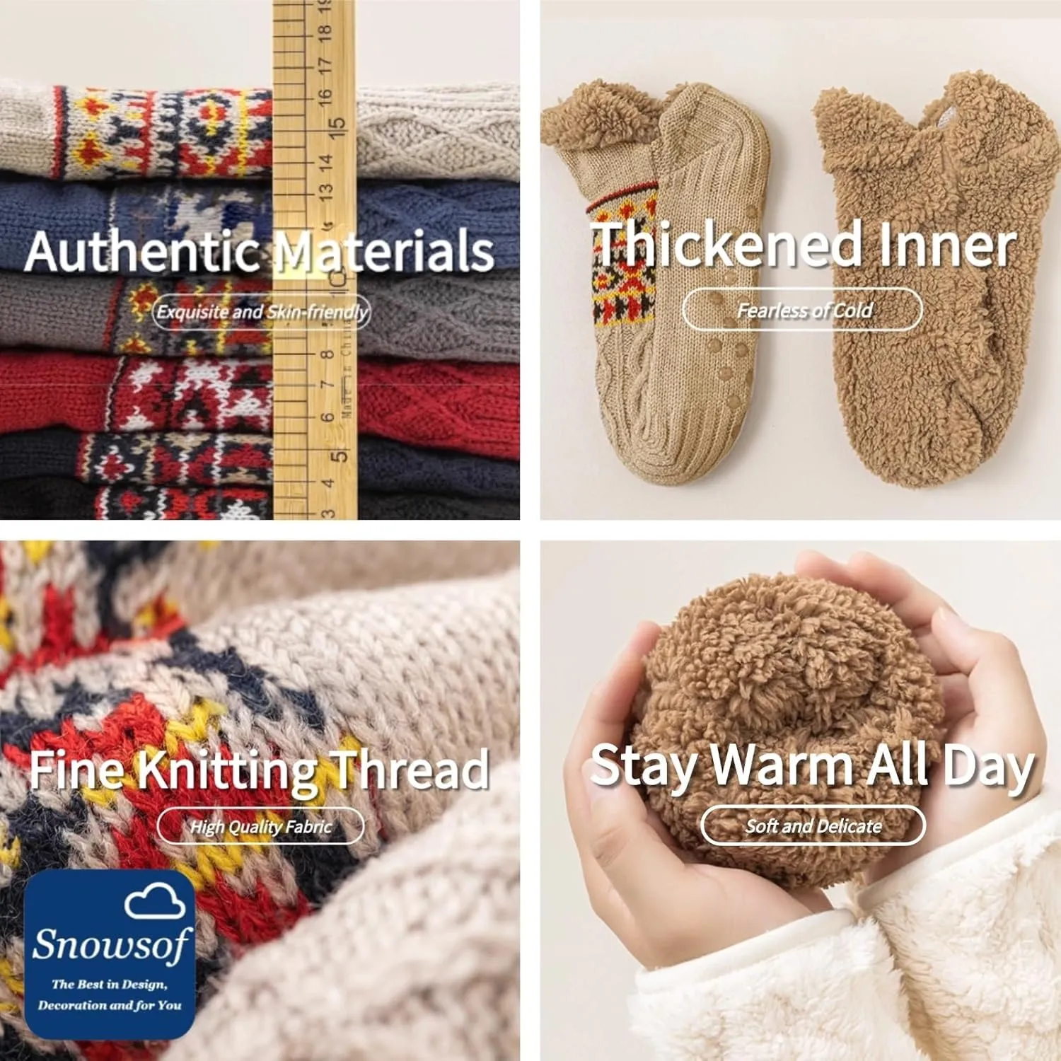 Warm Fuzzy Winter Socks for Women - Warm Thick Socks, Thermal Snow Socks for Cold Weather