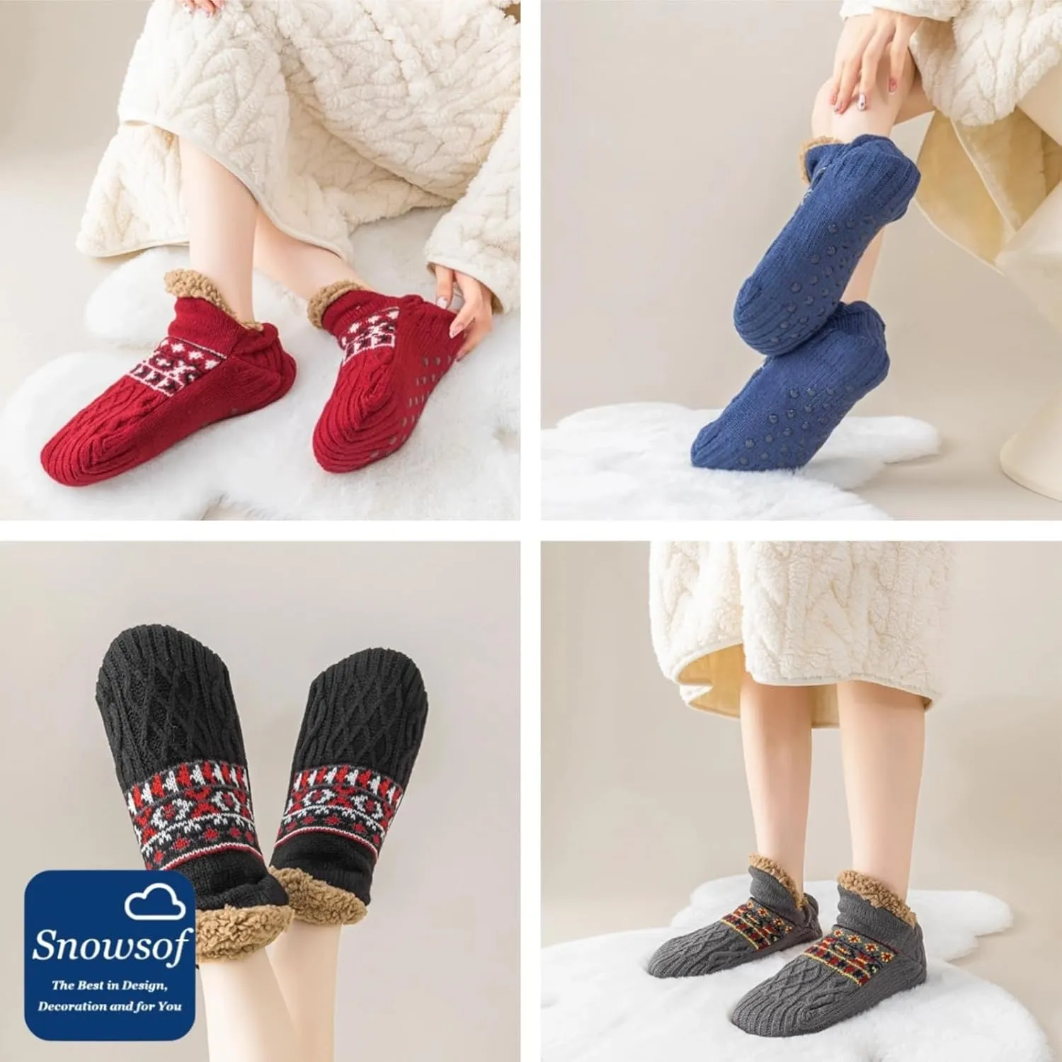 Warm Fuzzy Winter Socks for Women - Warm Thick Socks, Thermal Snow Socks for Cold Weather