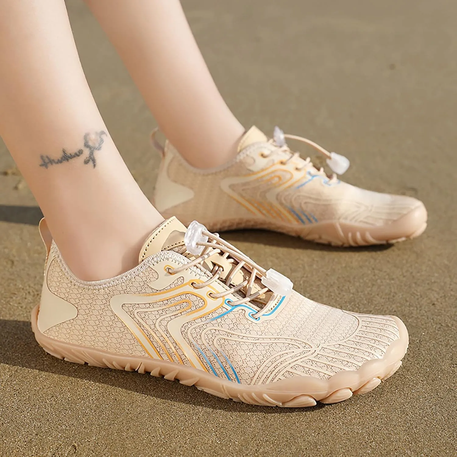 Water Shoes for Women Men Comfy Barefoot Hiking Shoes with Non Slip Cushion Sole Casual Quick-Dry Amphibious Shoe for Men Women Summer Wear with Adjustable Lace for Kayaking Boating Surfing Walking